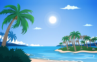 Fototapeta na wymiar Island Beach Sea Vacation Holiday Tropical Summer Vector Illustration