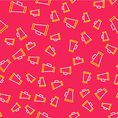 Line Megaphone icon isolated seamless pattern on red background. Speaker sign. Vector