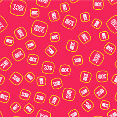 Line 8k Ultra HD icon isolated seamless pattern on red background. Vector