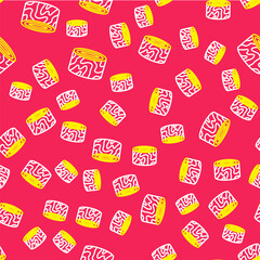 Line Tree stump icon isolated seamless pattern on red background. Vector