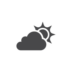 Weather forecast black vector icon. Sun and cloud, climate symbol.