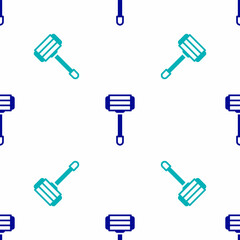 Blue Shaving razor icon isolated seamless pattern on white background. Vector