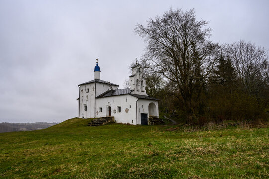 Church of St. Nicholas on the Gorodishche. Izborsk, Pskov region. It is a nasty day.