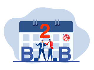 Partnership with B2B or Business to Business Marketing,Sales and Commerce for Agreed Transaction vector