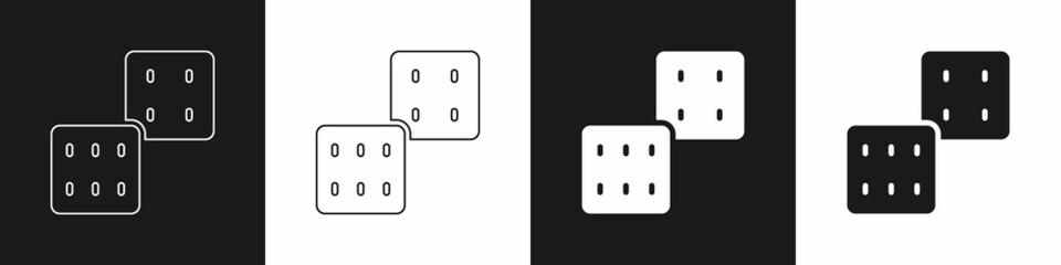 Set Game dice icon isolated on black and white background. Casino gambling. Vector