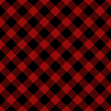 Red and black seamless diagonal checkered pattern tartan christmas wrapping paper