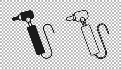 Black Tooth drill icon isolated on transparent background. Dental handpiece for drilling and grinding tools. Vector