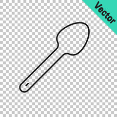 Black line Teaspoon icon isolated on transparent background. Cooking utensil. Cutlery sign. Vector