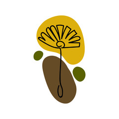 Abstract line flower with modern spots. Flat illustration for print and web design.