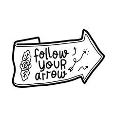 doodle with lettering text follow your arrow
