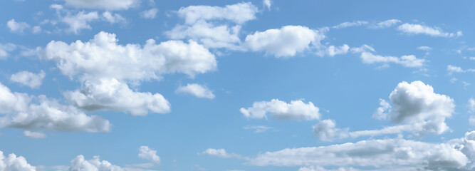 Cumulus cloud in sunny day, clear sky background, banner