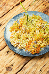 Fried elderflower,seasonal food