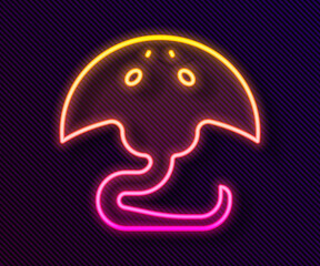 Glowing neon line Stingray icon isolated on black background. Vector
