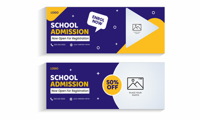 Kids school admission Facebook cover template banner