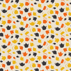 Vintage color kettle cute seamless pattern