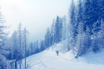 Ski slope in mountains Solden Austria
