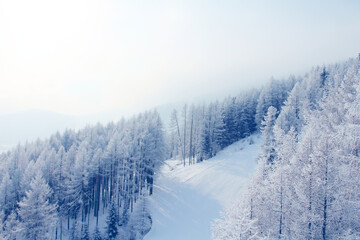 Ski slope in mountains Solden Austria
