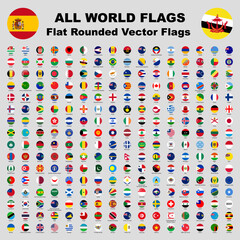 All World Flags,  Flat Rounded Vector Flags.