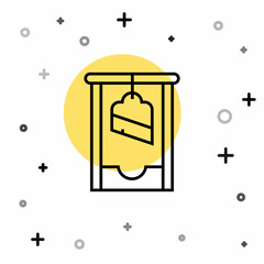 Black line Guillotine medieval execution icon isolated on white background. Random dynamic shapes. Vector