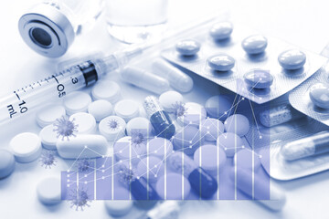 医療コンセプト　医薬品とグラフ
