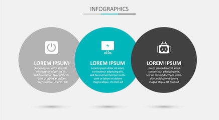 Set Smart Tv, Power button and Tee plug electric. Business infographic template. Vector