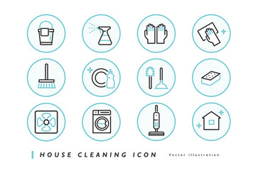 家・住宅の掃除用品のイメージアイコンセット素材