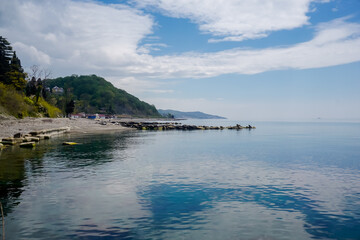 Fototapeta premium Beautiful coastline and pier by the Black Sea