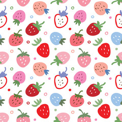 Seamless Pattern with Strawberry Design on White Background