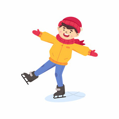 Happy child skating. Winter holiday sport - 468122549