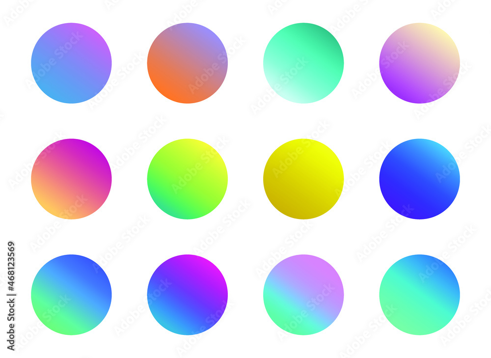 Poster set of round vector gradient. multicolor sphere. modern abstract background texture. template for de