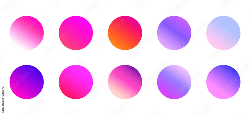 Poster set of round vector gradient. multicolor sphere. modern abstract background texture. template for de