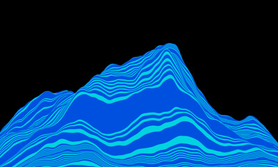 Blue topographic lines. Abstract mountain.