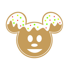 Mouse Head Gingerbread illustration sign. christmas gingerbread icon vector.