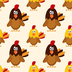 A pattern of a rooster and a chicken for prmiennya in textile design