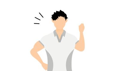 スポーツジムインストラクター男性のポーズ、ガッツポーズで励ます