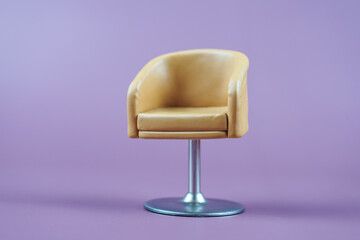 Set of trendy Brown chairs on purple background
