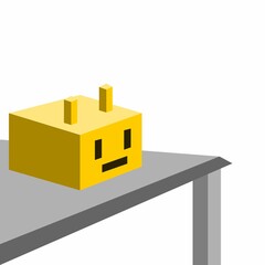 3D Block Emotions, in Happy State