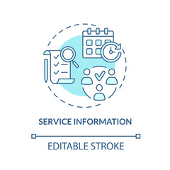 Service information blue concept icon. Monitoring production of goods. Operations management abstract idea thin line illustration. Vector isolated outline color drawing. Editable stroke