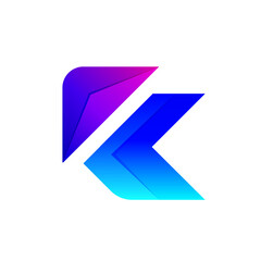 Letter K Colorful . Suitable for Creative Industry, Multimedia, entertainment, Education, business etc.Logo Designs Vector Template
