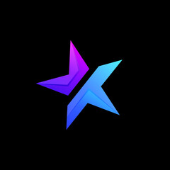 Obraz premium Letter K combination with star Colorful . Logo Designs Vector Template