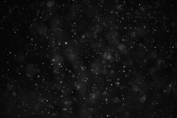 snow black background abstract texture, snowflakes falling in the sky overlay