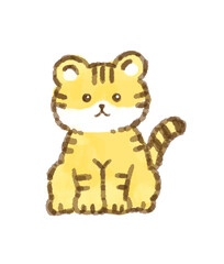 年賀状　ゆるくてかわいい虎のイラストレーション