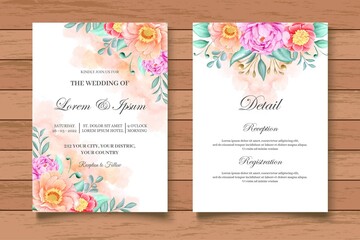 Watercolor Floral Wedding Invitation Card Set