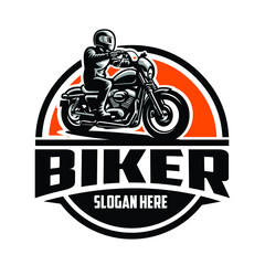 Biker logo template vector illustration. Perfect logo for motorcycle club related industry