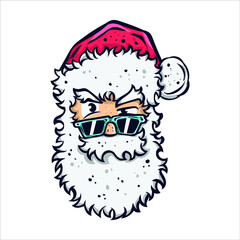 Obraz premium santa head illustration with happy expression