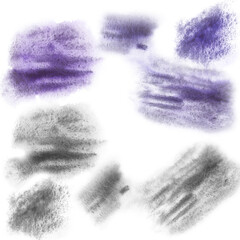 Watercolor background spots splashes in purple and grey shadows