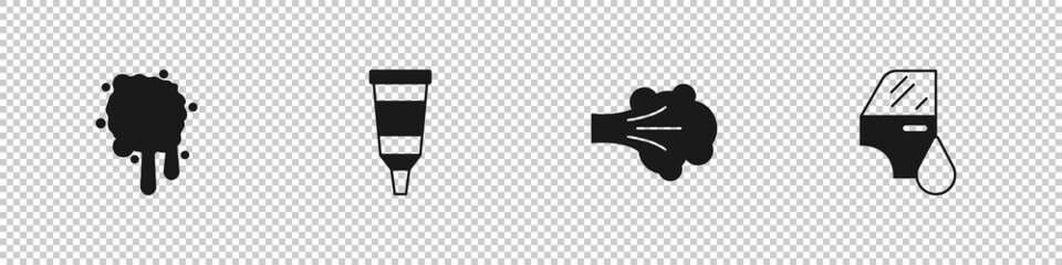 Set Paint spray, Tube with paint palette, and Car painting icon. Vector