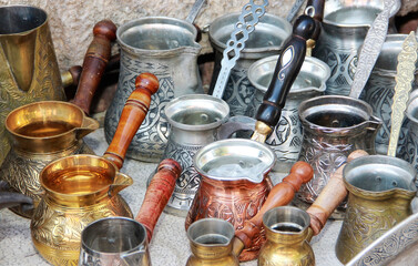 Cezve metal container for brewing coffee