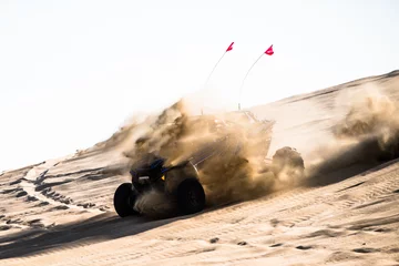 Stoff pro Meter Doha,Qatar,February 23, 2018, Off road buggy car in the sand dunes of the Qatari desert © A1