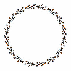 Round frame with positive orange branches on white background. Vector image.